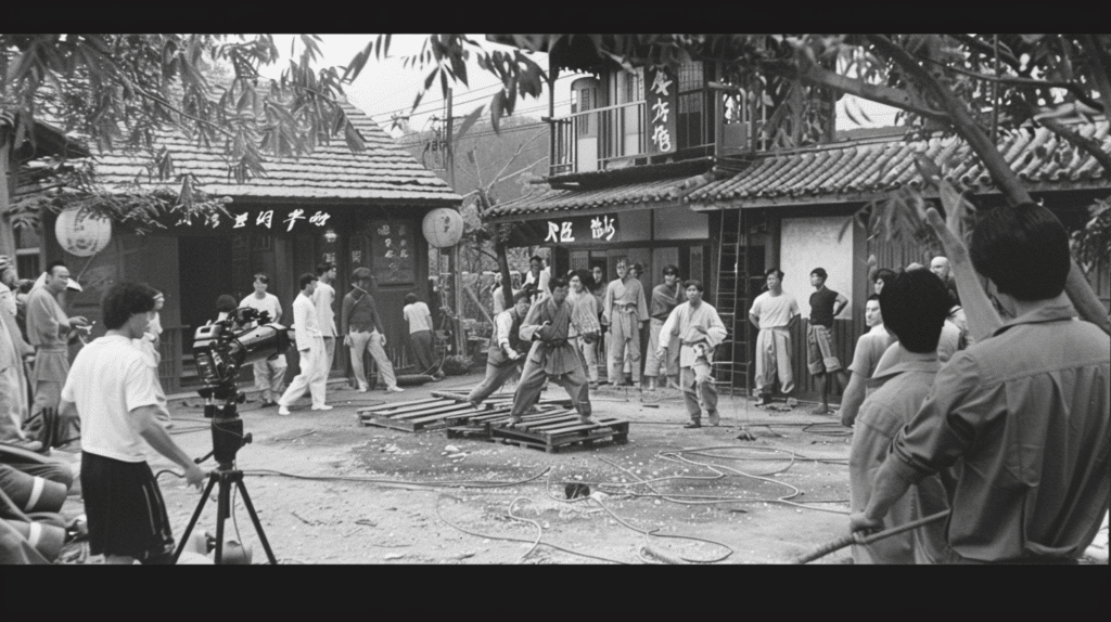 Kung Fu movie being filmed in the 1970s