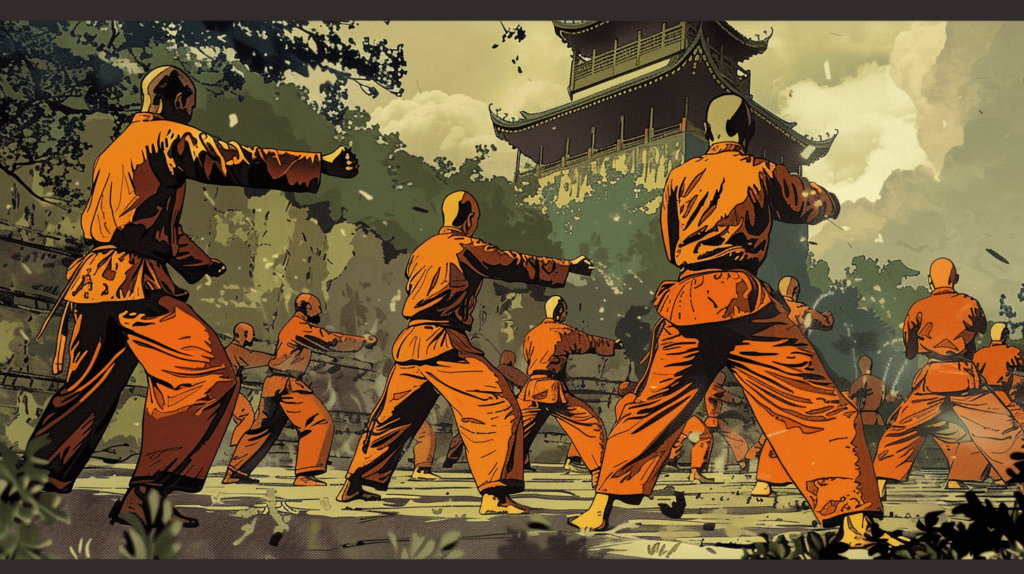 Monks training in the Shaolin Temple